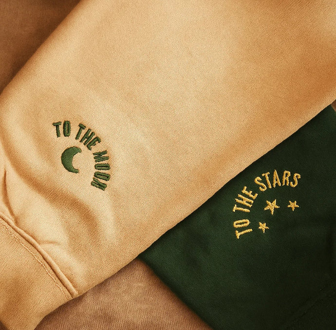Embroidered To The Moon, to The Stars Sleeve Hoodies