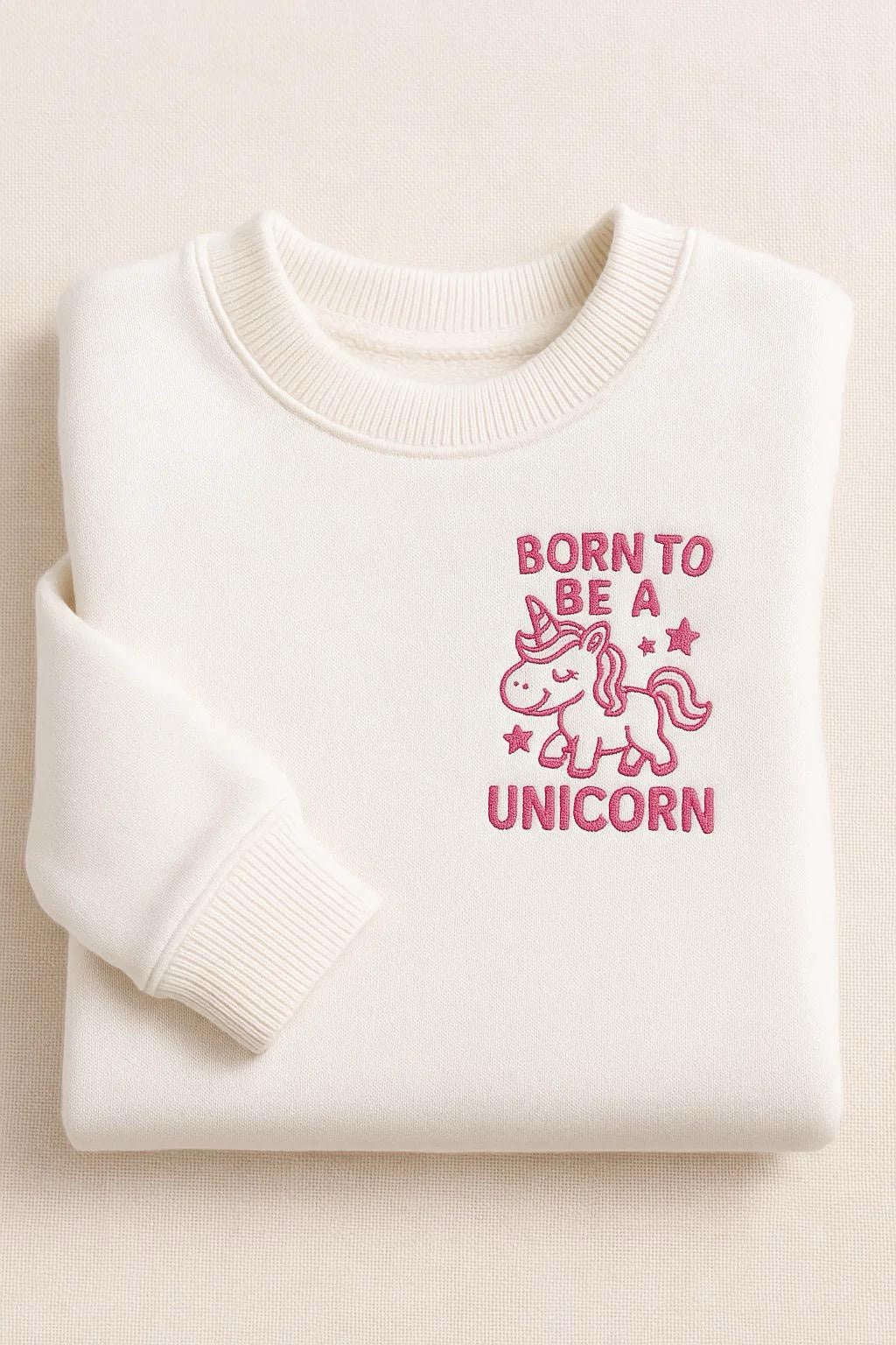Born To Be A Unicorn Embroidered Sweatshirts/Hoodies