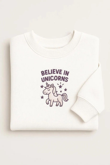 Believe In Unicorns Embroidered Sweatshirts/Hoodies