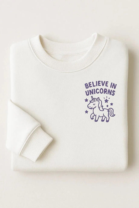 Believe In Unicorns Embroidered Sweatshirts/Hoodies
