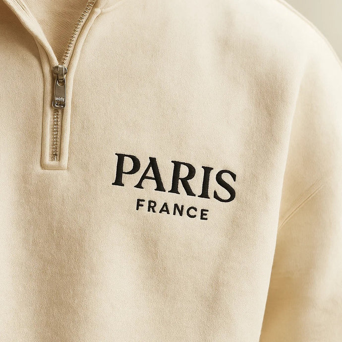 Paris France 1/4 Zip Sweatshirt