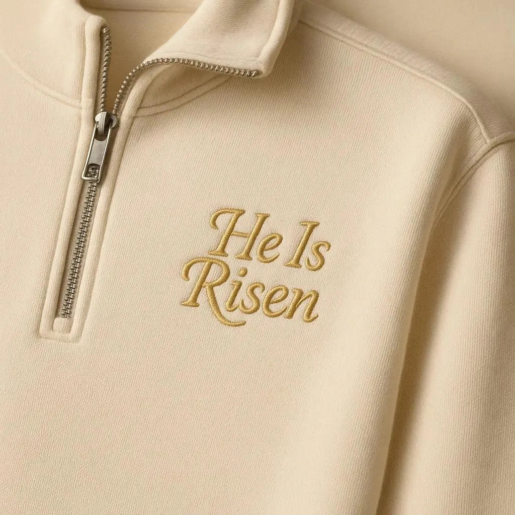 He Is Risen Christian 1/4 Zip Sweatshirt