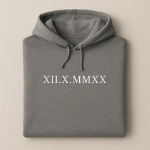 Load image into Gallery viewer, Printed Roman Numeral Across Chest With Initial Hoodies