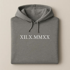 Printed Roman Numeral Across Chest With Initial Hoodies