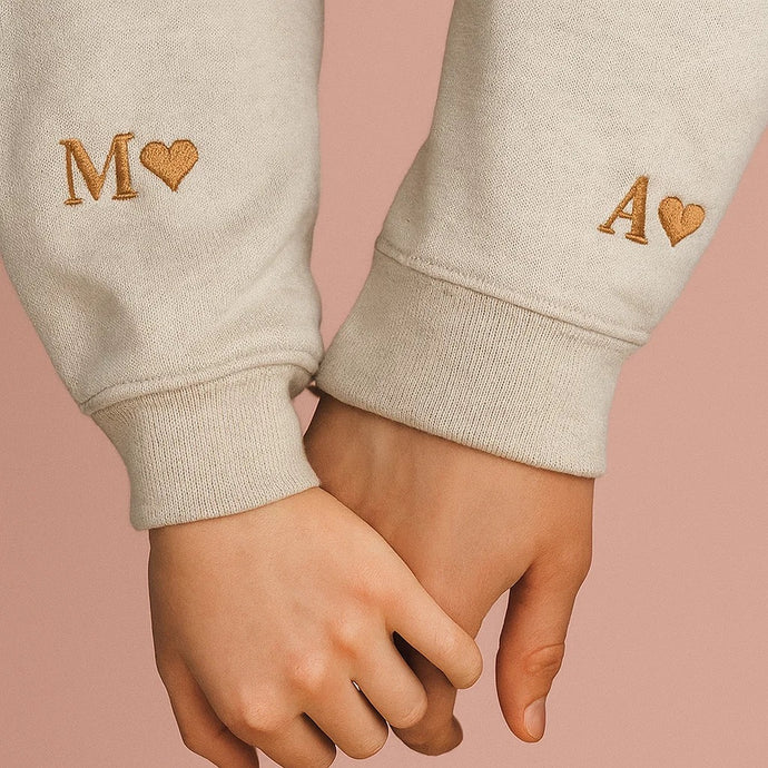 Boyfriend/Girlfriend Relationship Initial On Sleeve Hoodies