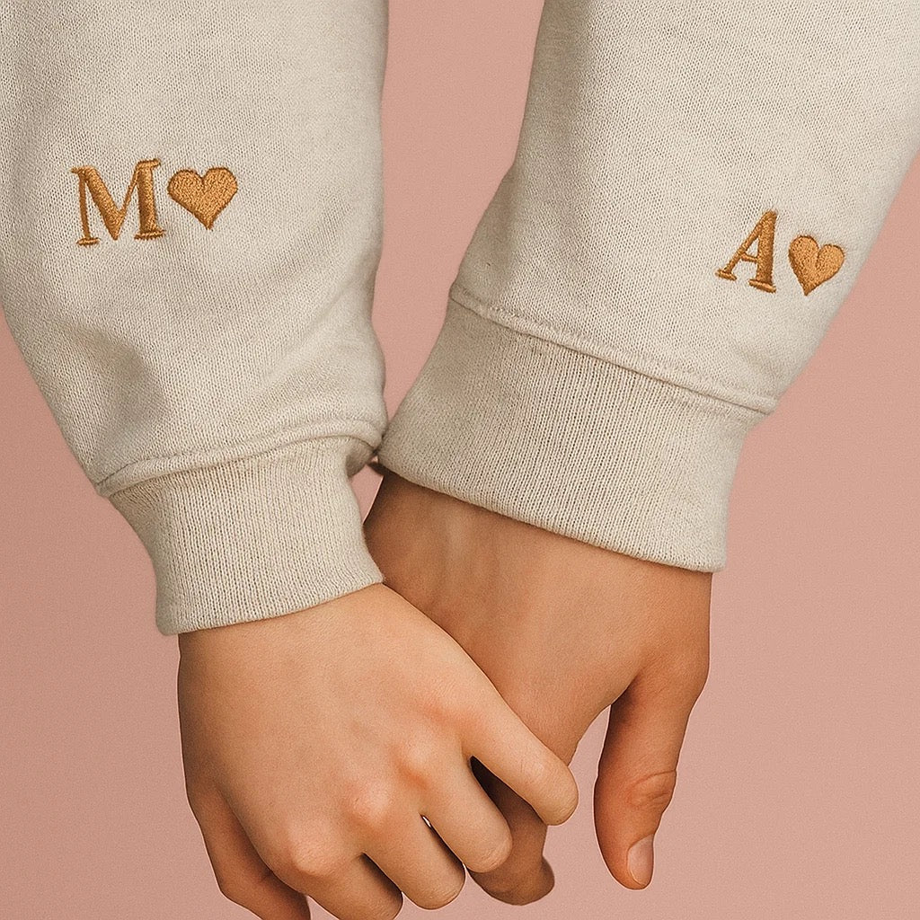 Boyfriend/Girlfriend Relationship Initial On Sleeve Hoodies