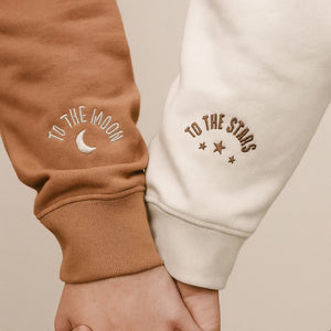 Embroidered To The Moon, to The Stars Sleeve Hoodies