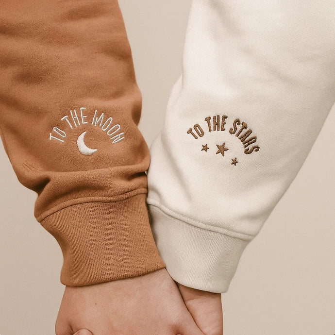 Embroidered To The Moon, to The Stars Sleeve Hoodies