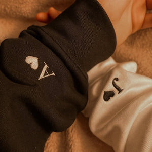 Boyfriend/Girlfriend Relationship Initial On Sleeve Hoodies