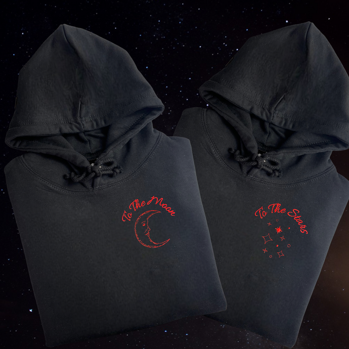 Embroidered To The Moon, To The Stars Hoodies