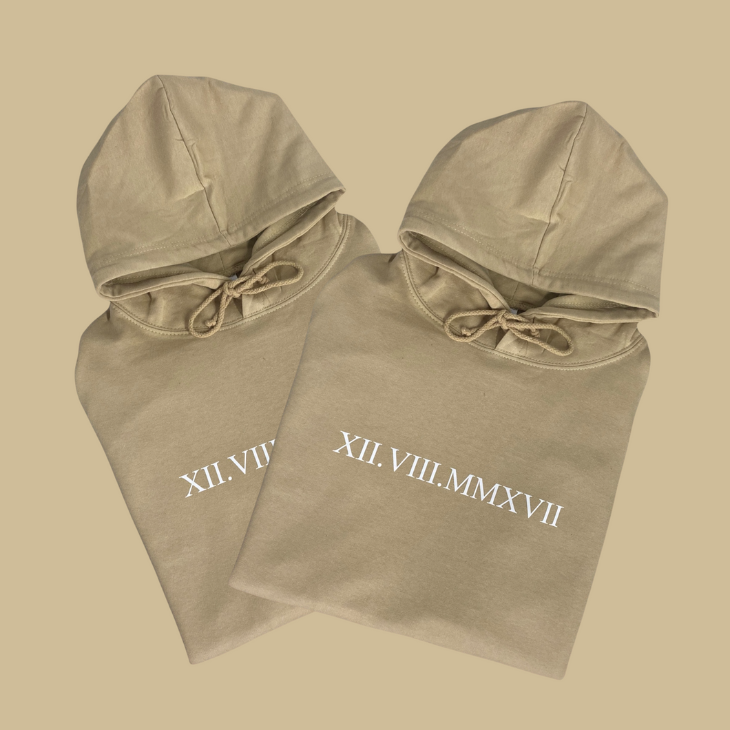 Printed Roman Numeral Across Chest With Initial Hoodies