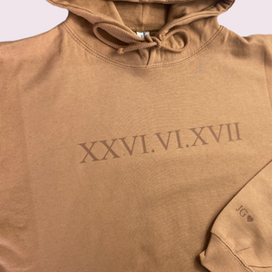 Printed Roman Numeral Across Chest With Initial Hoodies