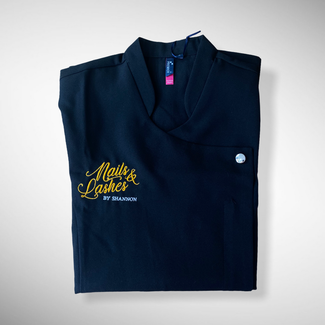 Embroidered Personalised Blossom Beauty And Spa Tunic