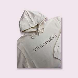 Printed Roman Numeral Across Chest With Initial Hoodies
